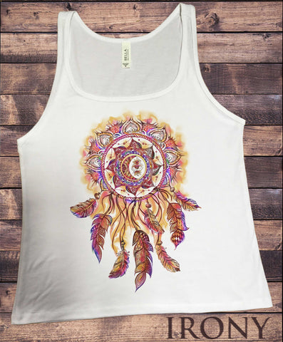 Jersey Tank Top Dream Catcher Tribal Red Indian Native American Feathers Effect JTK878