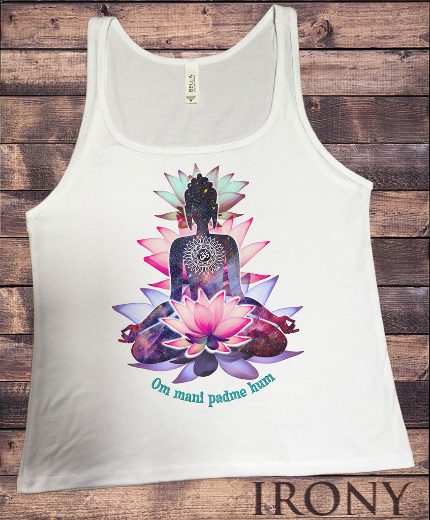 Jersey Tank Top Buddha Lotus-Om mani padme hum-Spiritual Yoga space Zen Print JTK894