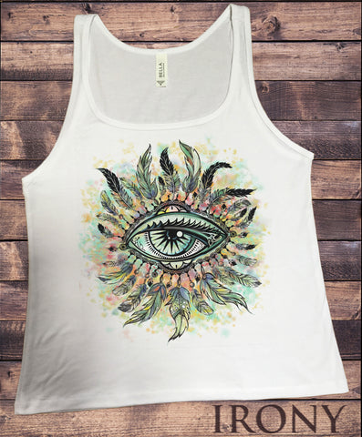Jersey Tank Top Red Indian Native Eye American Feathers- Eye Iconic Culture Novelty JTK900