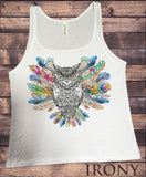 Jersey Tank Top Tribal Red Indian Owl Native American Feathers JTK926