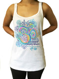 Jersey Tank Colourful Om Vibration Motif Meditation 'Om Shanti' Universal Peace Zen Print JTK947