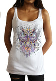 Jersey Tank Top Owl Native Night Moon and stars Abstract Print JTK959