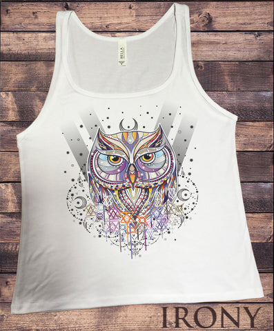 Jersey Tank Top Owl Native Night Moon and stars Abstract Print JTK959