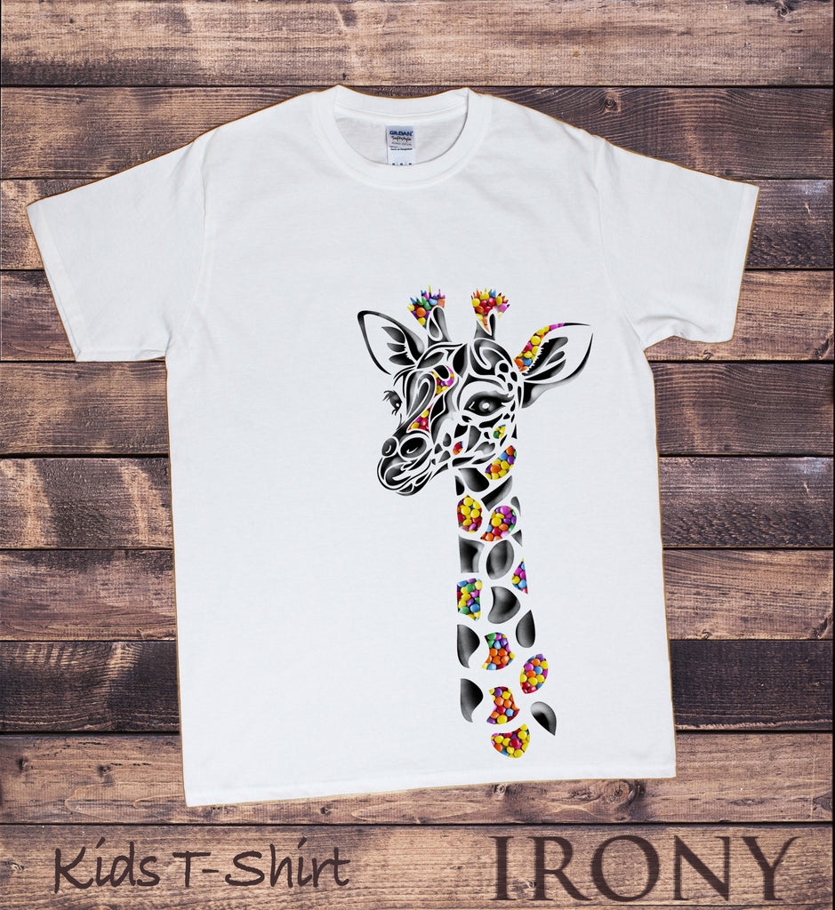 Kids White T-Shirt With Giraffe Print Smarties Print KDS1270