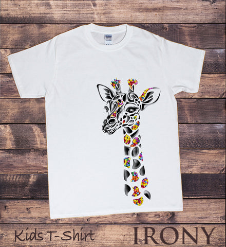 Kids White T-Shirt With Giraffe Print Smarties Print KDS1270
