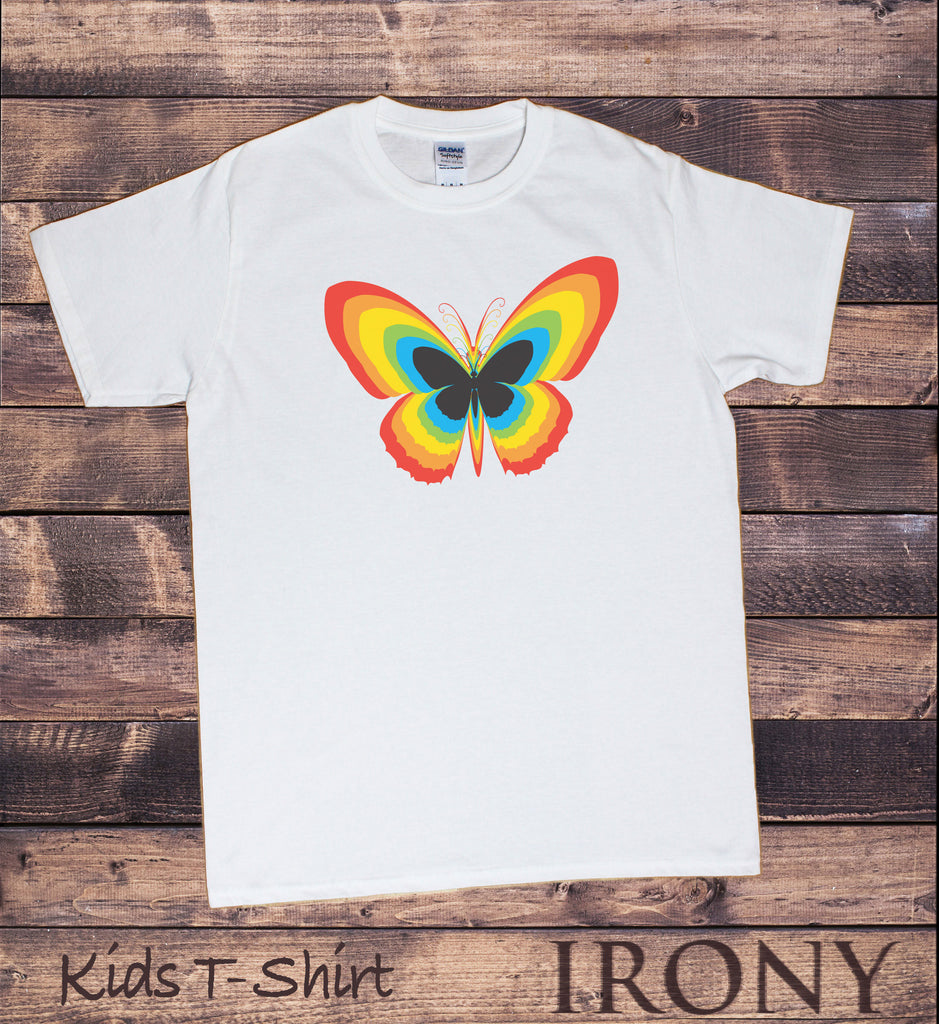 Kids White T-Shirt Butterfly Design Summer Novelty Print KDS1721