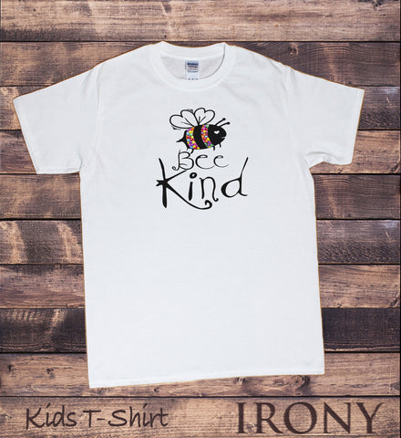 Kids White T-Shirt Bumble bee slogan smarties 'Bee Nice' Funny pun Slogan Print KDS1750