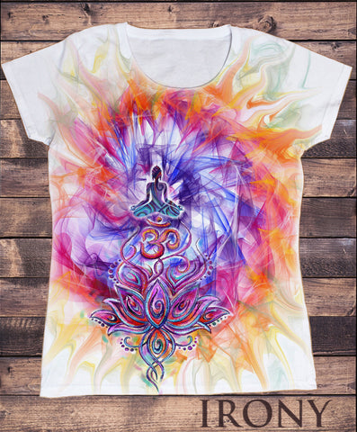 Women's T-Shirt Illustrated Buddha Meditation Yoga Lotus Om Motif Sublimation Print SUB1163