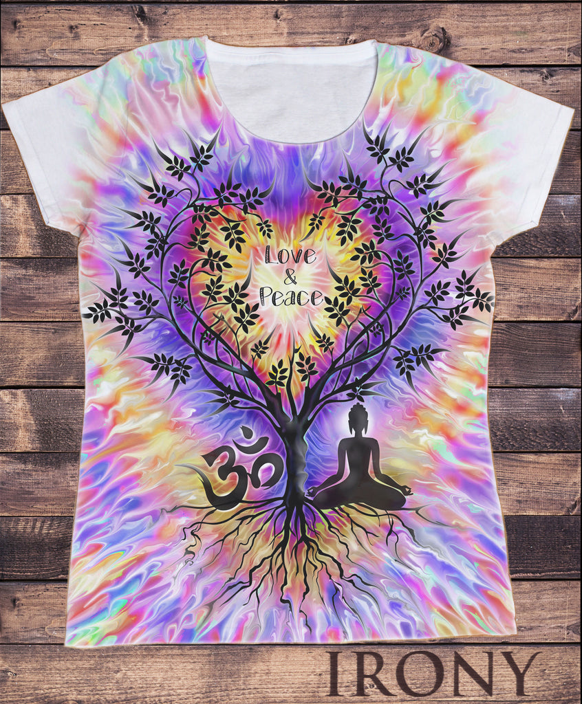 Women's 'Love & Peace' Buddha Yoga Meditation Om India zen OM Tree Heart Sublimation Print SUB1071
