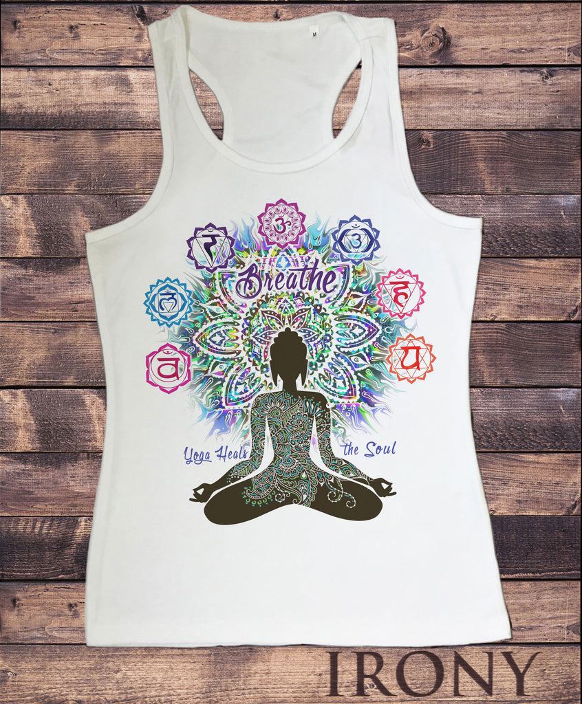 Women's Vest Top, Aztec 'Yoga Heals the Soul' Buddha Chakra Meditation SUB1093