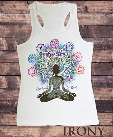Women's Vest Top, Aztec 'Yoga Heals the Soul' Buddha Chakra Meditation SUB1093