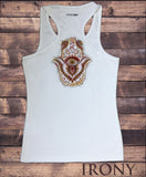 Women's Vest Top, Om India zen Positive Slogan Hamsa Hand Of Fatima SUB1119