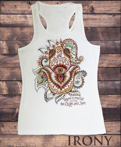 Women's Vest Top, Om India zen Positive Slogan Hamsa Hand Of Fatima SUB1119