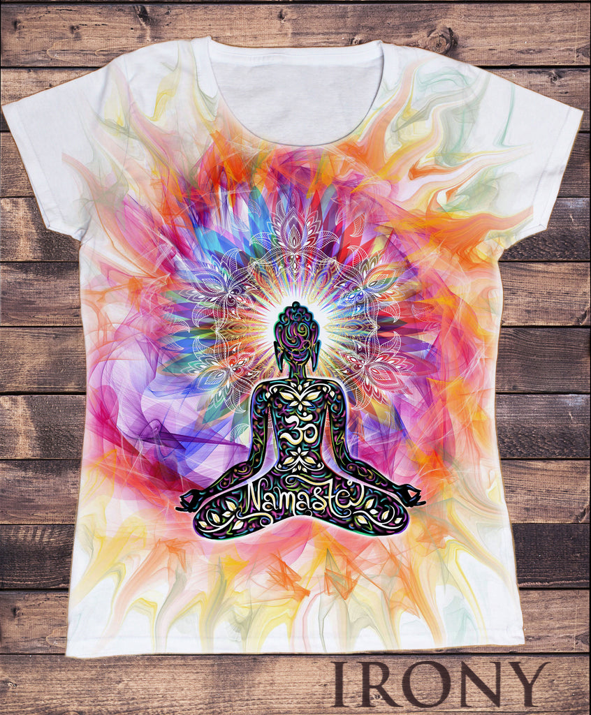 Women's Top Namaste Buddha flowers colour explosion Yoga print SUB1317