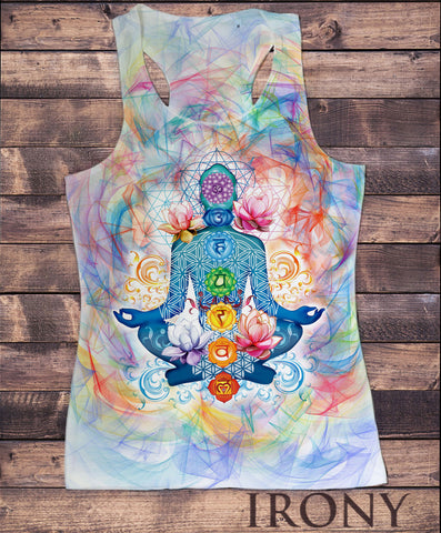 Women's Vest Top, Chakra Symbols Lotus Geometric Spiritual Sublimation Print SUB1348
