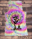 Womens Vest Top, Yoga Meditation Om India zen OM Tree Flying birds Print SUB1504