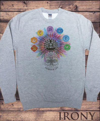 Men's Sweatshirt "Flower Of Life" Buddha Chakra Symbols Geometric Design SWT796