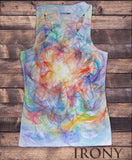 Women's Vest Top, Paintbrush Splatter Effect- Colourful Sublimation Print SUB1235
