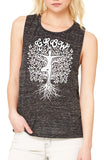 Women's Flow Scoop Tank Grow Yoga Tree Buddha Meditation Pose TSB1443