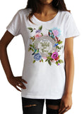 Women's 'Wild and free' dreamer Parrots & flowers Colourful Print TS1007