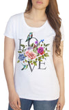 Women's 'LOVE' dreamer Parrots & flowers Floral Colourful Print TS1010