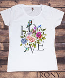 Women's 'LOVE' dreamer Parrots & flowers Floral Colourful Print TS1010