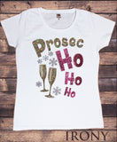 Women’s Christmas Xmas Prosecco HO HO HO Funny champagne wine Print TS1031