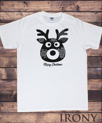 Mens T-shirt Christmas Reindeer Snowflake Xmas Novelty Print TS1034