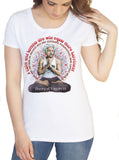 Women’s White T-Shirt Albert Einstein Meditation 'Theory of happiness' Print TS1037