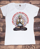 Women’s White T-Shirt Albert Einstein Meditation 'Theory of happiness' Print TS1037