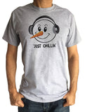 Mens Christmas Xmas Snowman 'Just Chillin' Chilled Cool Snowman Novelty Print TS1066