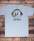 Mens Christmas Xmas Snowman 'Just Chillin' Chilled Cool Snowman Novelty Print TS1066