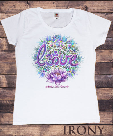 Women's T-Shirt Lotus Aztec 'Love' Breathe, Believe, Receive OM Love- India Print TS1074