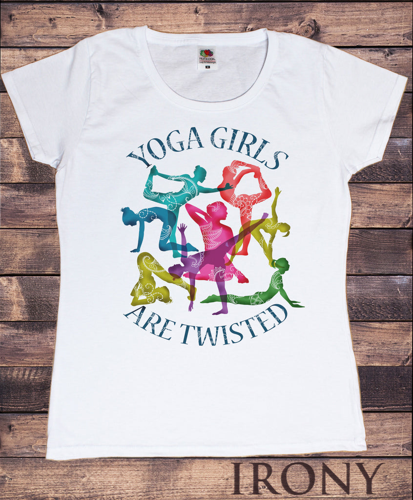Women's 'Yoga Girls Are Twisted' Meditation Poses Funny Slogan Print TS1096