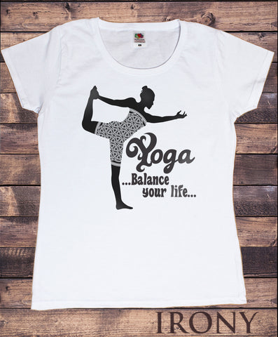 Women's Om Yoga "Balance your life" Meditation Pose TS1098