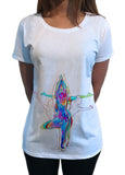 Women's T-Shirt Yoga Meditation Poses colourful paint splatter Print TS1103