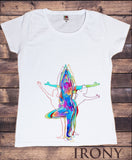 Women's T-Shirt Yoga Meditation Poses colourful paint splatter Print TS1103