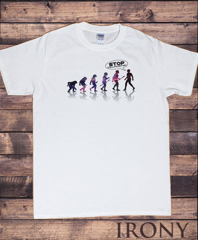 Mens T-Shirt Ape Human Evolution - STOP FOLLOWING ME Funny Humour Print TS1106