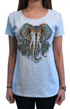 Women’s T-Shirt Elephant Ganesh Ethnic Pattern Brushed Effect Aztec TS1107