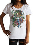 Women’s T-Shirt Dream Catcher Tribal Red Indian Native American Feathers Effect TS1110
