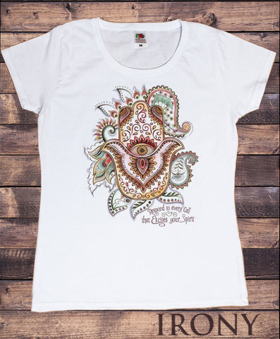 Women’s Top Om India zen Positive Slogan Hamsa Hand Of Fatima Print TS1119