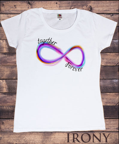 Women White Tshirt Together Forever infinity loop love strong love Print TS1139