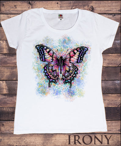 Women’s Top Beautiful Butterflies Splatter paint Floral Print TS1140
