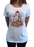 Women's T-Shirt Breathe Buddha Brush splatter Colourful print TS1141