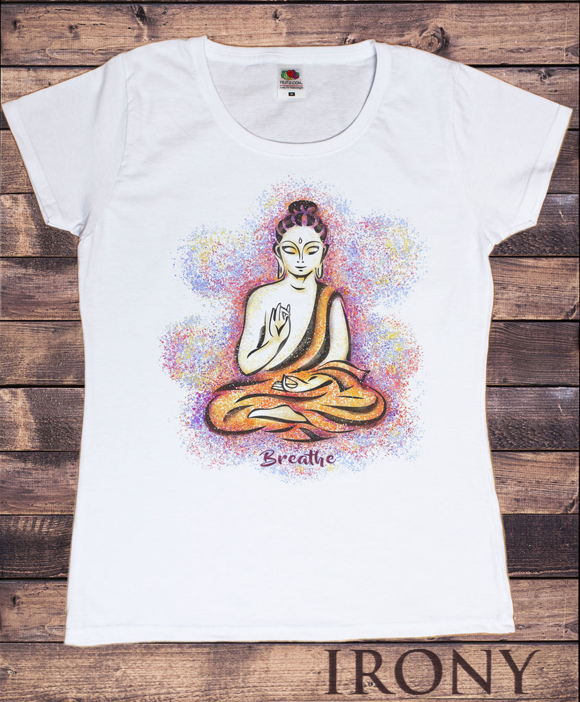 Women's T-Shirt Breathe Buddha Brush splatter Colourful print TS1141