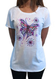 Women’s Top Beautiful Butterflies fancy paint Floral Print TS1142