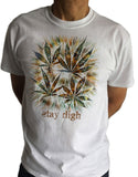 Men’s White T-Shirt 'Stay high' Cannabis Khalifa Prosto Medical Marijuana Air Brush TS1158