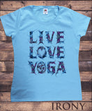 Women's T-Shirt 'LIVE, LOVE, YOGA' Yoga Enthusiast Om Heart India Print TS1162