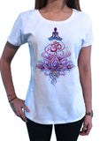 Women’s T-shirt Illustrated Buddha Meditation Yoga Lotus Om Motif Print TS1163