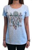 Women’s White T-Shirt Tribal Red Indian Native American Feathers Dream Catcher TS1165